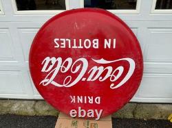 Drink COCA-COLA 48 Porcelain sign Coke Button Shape 1950'S VINTAGE Advertising