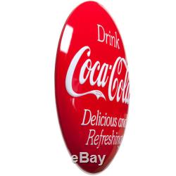 Drink Coca-Cola Button Convex Metal Sign Lithographed Tin Vintage Coke Decor 14