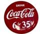 Drink Coca Cola Button Porcelain Enamel Sign 24 Inches Coca-cola Advertisement