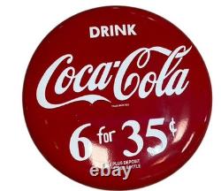 Drink Coca Cola Button Porcelain Enamel Sign 24 Inches Coca-cola Advertisement