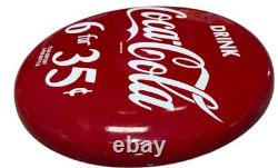 Drink Coca Cola Button Porcelain Enamel Sign 24 Inches Coca-cola Advertisement