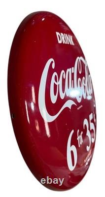 Drink Coca Cola Button Porcelain Enamel Sign 24 Inches Coca-cola Advertisement