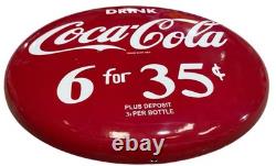 Drink Coca Cola Button Porcelain Enamel Sign 24 Inches Coca-cola Advertisement