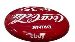 Drink Coca Cola Button Porcelain Enamel Sign 24 Inches Coca-cola Advertisement