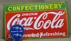Drink Coca Cola Confectionery Porcelain Enamel Sign 24 X 14 Inches 1 sides
