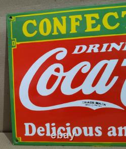 Drink Coca Cola Confectionery Porcelain Enamel Sign 24 X 14 Inches 1 sides