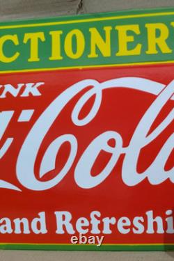 Drink Coca Cola Confectionery Porcelain Enamel Sign 24 X 14 Inches 1 sides