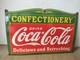 Drink Coca Cola Confectionery Porcelain Enamel Sign 27 x 18 Inches