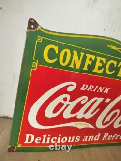 Drink Coca Cola Confectionery Porcelain Enamel Sign 27 x 18 Inches