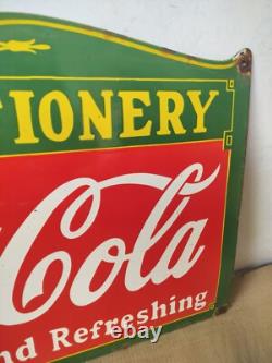 Drink Coca Cola Confectionery Porcelain Enamel Sign 27 x 18 Inches