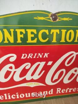 Drink Coca Cola Confectionery Porcelain Enamel Sign 27 x 18 Inches