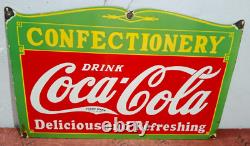 Drink Coca Cola Confectionery Porcelain Enamel Sign 27 x 18 Inches 1 Sided