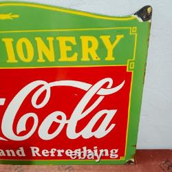 Drink Coca Cola Confectionery Porcelain Enamel Sign 27 x 18 Inches 1 Sided