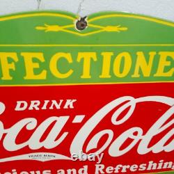 Drink Coca Cola Confectionery Porcelain Enamel Sign 27 x 18 Inches 1 Sided