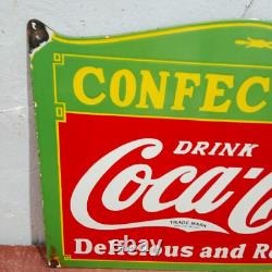 Drink Coca Cola Confectionery Porcelain Enamel Sign 27 x 18 Inches 1 Sided