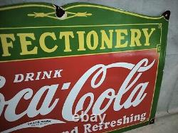 Drink Coca Cola Confectionery Porcelain Enamel Sign 27 x 18 Inches S/S