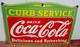 Drink Coca Cola Curb Service Porcelain Enamel Sign 27 x 18 Inches 1 Sided
