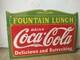 Drink Coca Cola Fountain Lunch Porcelain Enamel Sign 27 x 18 Inches
