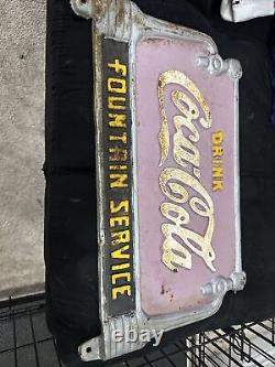 Drink Coca Cola Fountain Service Cast Iron Bench Sign 20 x 12 1/2