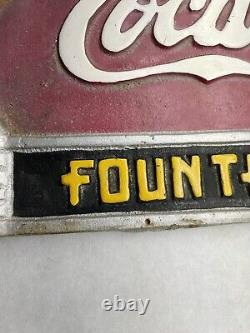 Drink Coca Cola Fountain Service Cast Iron Bench Sign 20 x 12.5