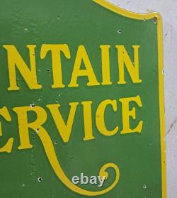 Drink Coca Cola Fountain Service Porcelain Enamel Sign 26 x 23 Inches 2 Sided