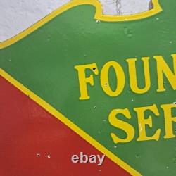 Drink Coca Cola Fountain Service Porcelain Enamel Sign 26 x 23 Inches 2 Sided