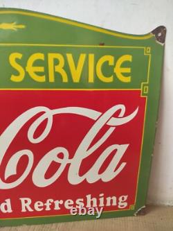 Drink Coca Cola Fountain Service Porcelain Enamel Sign 27 x 18 Inches