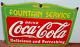 Drink Coca Cola Fountain Service Porcelain Enamel Sign 27 x 18 Inches 1 Sided