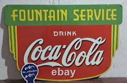 Drink Coca Cola Fountain Service Porcelain Enamel Sign 36 x 24 Inches 2 Side