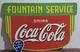 Drink Coca Cola Fountain Service Porcelain Enamel Sign 36 x 24 Inches 2 Side