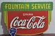 Drink Coca Cola Fountain Service Porcelain Enamel Sign 36 x 24 Inches 2 Side