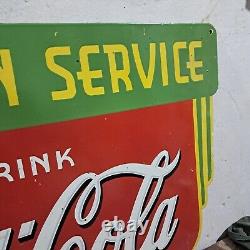 Drink Coca Cola Fountain Service Porcelain Enamel Sign 36 x 24 Inches 2 Side