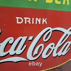 Drink Coca Cola Fountain Service Porcelain Enamel Sign 36 x 24 Inches 2 Side
