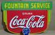 Drink Coca Cola Fountain Service Porcelain Enamel Sign 36 x 24 Inches 2 Sided