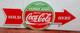 Drink Coca Cola Fountain Service Porcelain Enamel Sign 40 x 16.5 Inches 1 Sided