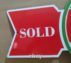 Drink Coca Cola Fountain Service Porcelain Enamel Sign 40 x 16.5 Inches 1 Sided