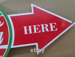 Drink Coca Cola Fountain Service Porcelain Enamel Sign 40 x 16.5 Inches 1 Sided