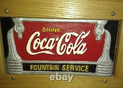 Drink Coca Cola Fountain Service Wood Bench Seat Ad 44 x 13 Vary Cast Iron Sign