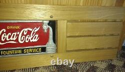 Drink Coca Cola Fountain Service Wood Bench Seat Ad 44 x 13 Vary Cast Iron Sign