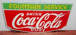 Drink Coca Cola Fountain service Porcelain Enamel Sign 27.5 x 14 Inches 1 Sided