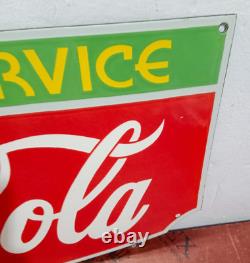 Drink Coca Cola Fountain service Porcelain Enamel Sign 27.5 x 14 Inches 1 Sided