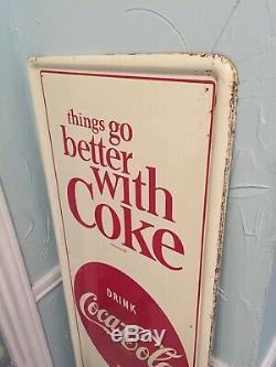 Drink Coca Cola Ice Cold 1960s Vertical Bottle Advertising Soda Sign Things Go