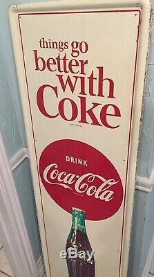 Drink Coca Cola Ice Cold 1960s Vertical Bottle Advertising Soda Sign Things Go