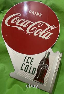 Drink Coca-Cola Ice Cold Double Sided Flange Metal Sign A-M 8-53