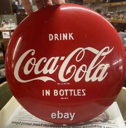 Drink Coca-Cola In Bottles Red Painted 12 Button Advertising Sign