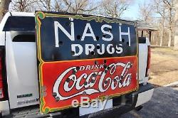 Drink Coca Cola Nash Drug Store Porcelain Neon Sign Skin Gas Oil Car Farm
