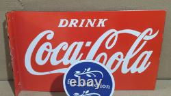 Drink Coca Cola Porcelain Enamel Sign 18 x 10 Inches 2 Sided