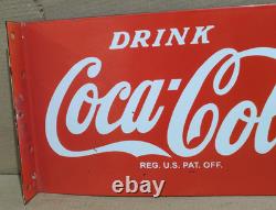 Drink Coca Cola Porcelain Enamel Sign 18 x 10 Inches 2 Sided