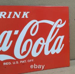 Drink Coca Cola Porcelain Enamel Sign 18 x 10 Inches 2 Sided