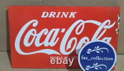 Drink Coca Cola Porcelain Enamel Sign 18 x 10 Inches 2 Sided